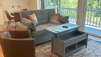 Smart TV, chimenea y libros