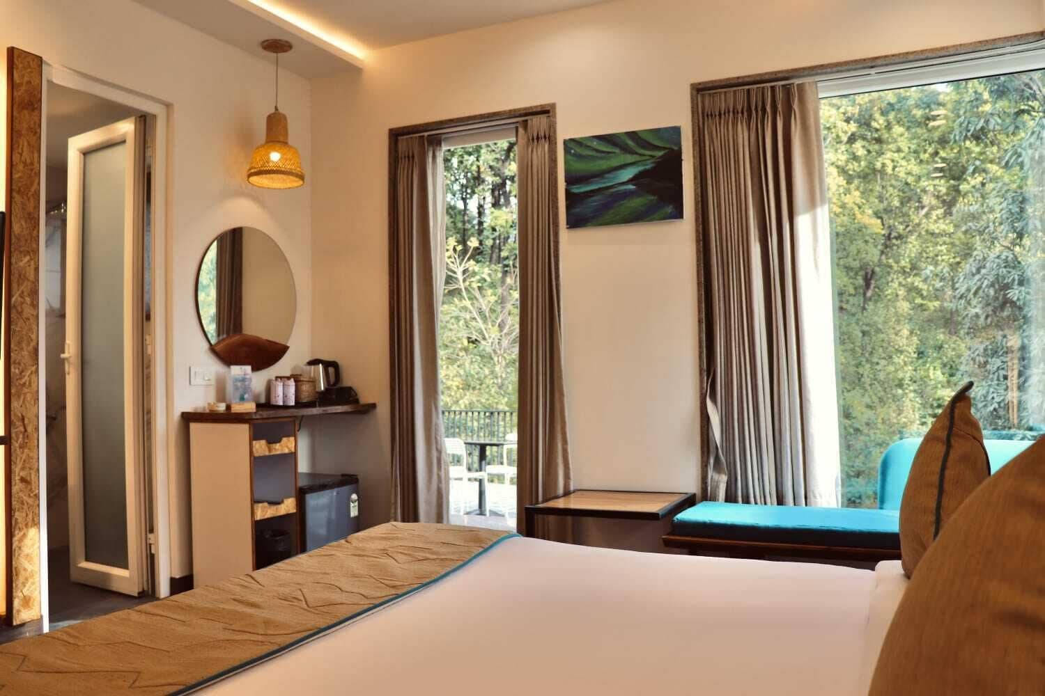 Quaduble Jungle View Room with Private Terrace | Egyptian cotton sheets, premium bedding, down duvets, in-room safe
