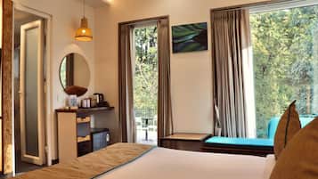 Quaduble Jungle View Room with Private Terrace | Egyptian cotton sheets, premium bedding, down duvets, in-room safe