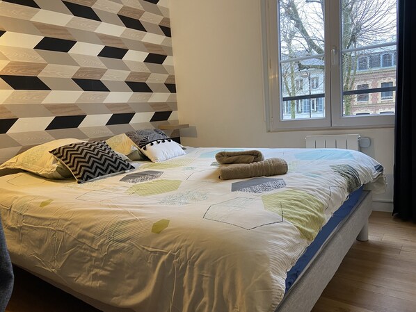 2 bedrooms, iron/ironing board, travel crib, WiFi