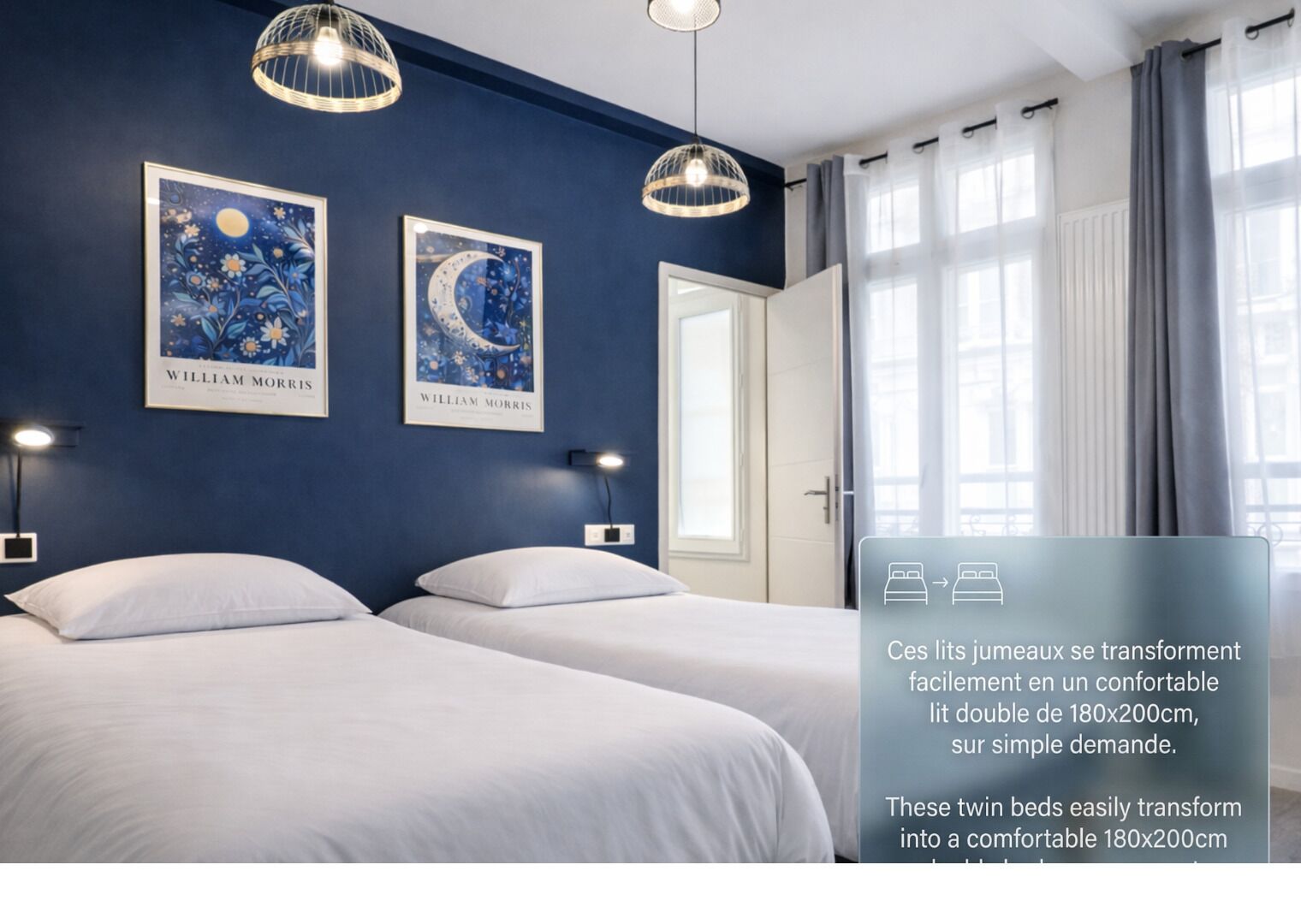 5 bedrooms, premium bedding, individually decorated, blackout curtains