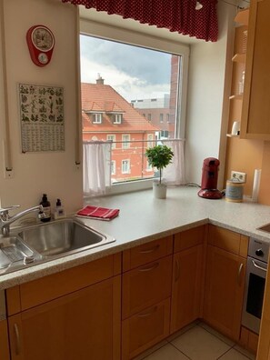 Kühlschrank, Mikrowelle, Herdplatte, Geschirrspüler