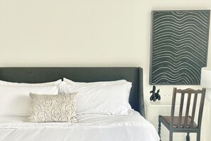 1 bedroom, desk, iron/ironing board, travel cot