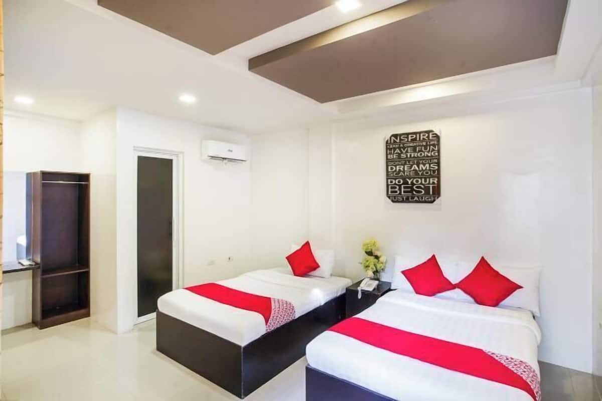 Desk, laptop workspace, free WiFi, bed sheets
