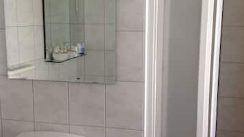 Regadera, secadora de cabello, toallas, jabón