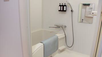 Separate bathtub and shower, hair dryer, slippers, electronic bidet