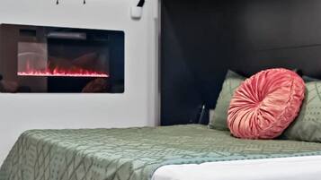 1 bedroom, desk, iron/ironing board, travel cot