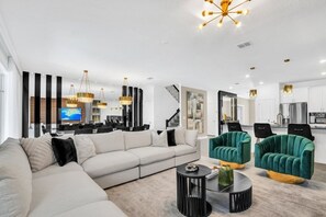 House, Multiple Bedrooms | Living area - Luxury Lake View 9 Br Villa With Games Room 9 Bedroom Home by RedAwning (Kissimmee)