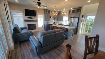 Smart TV, fireplace, video games, books