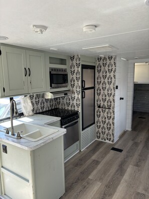 Kühlschrank, Mikrowelle, Ofen, Herdplatte