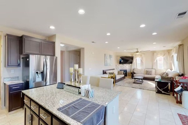 Open kitchen and living space with modern finishes
