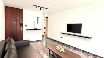 Appartement, uitzicht op bergen ((H3-1)) | Woonruimte | Een 42-inch smart-tv met digitale zenders, Netflix en Hulu
