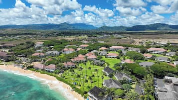 Beach nearby, sun loungers