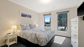 4 bedrooms, iron/ironing board, travel crib, internet