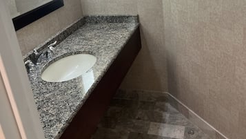 Hair dryer, towels, toilet paper