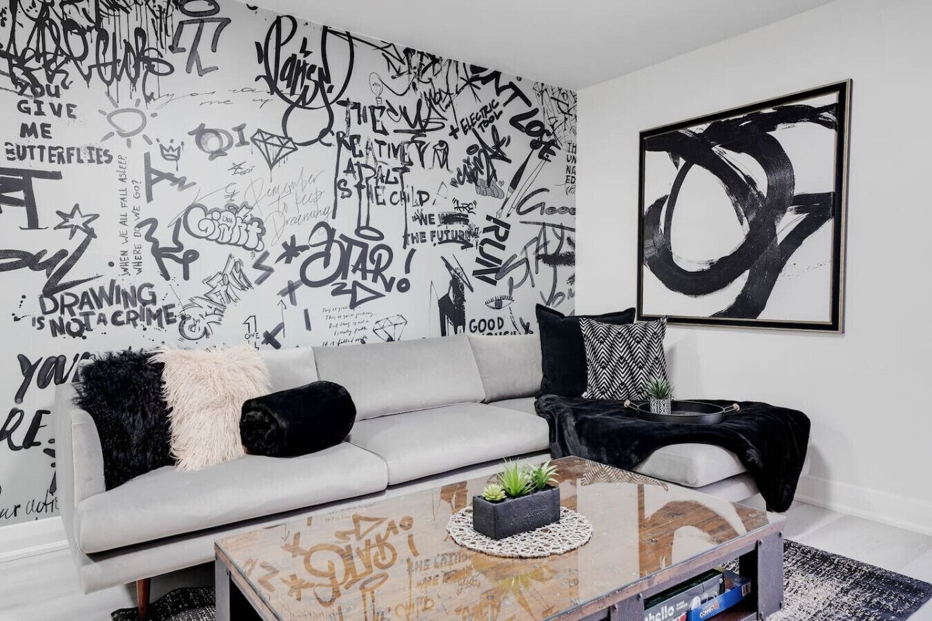 Smart TV, foosball, books, offices