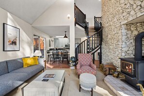 Smart TV, fireplace, video games, foosball