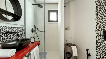 Shower, rainfall showerhead, hair dryer, bidet