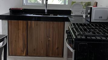Fridge, microwave, oven, dishwasher