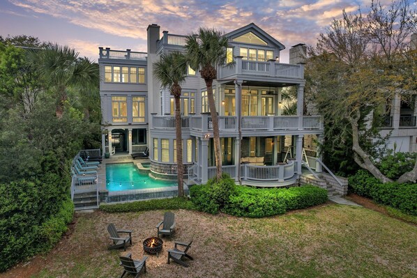 Exterior - Luxury Beachfront Home with Guesthouse, Heated Pool & Spa, Putting Green, East Beach Oasis! (Saint Simons Island)