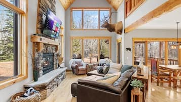 Smart TV, fireplace, foosball, table tennis