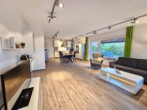 TV, DVD player, stereo