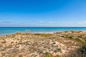 A beach with clear skies and calm waters.