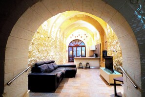 Family House, Multiple Bedrooms (Mixel Gozitan Villa and Pool) | Living area | 21-inch flat-screen TV with cable channels, TV - Mixel Gozitan Villa and Pool (Sannat)