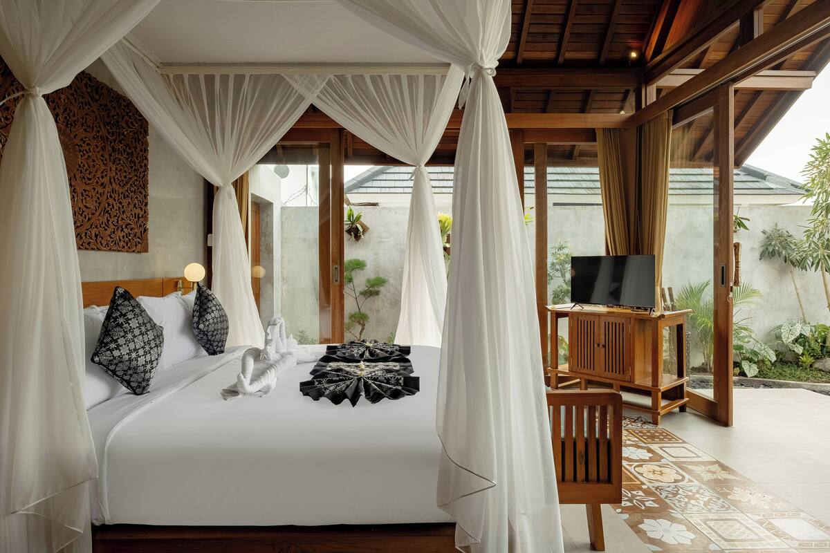 Villa, 1 soverom, bassengutsikt | 1 soverom, minibar, wi-fi (inkludert) og sengetøy