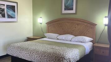 Desk, bed sheets