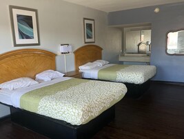 Room, 2 Double Beds, Accessible, Non Smoking | Desk, bed sheets