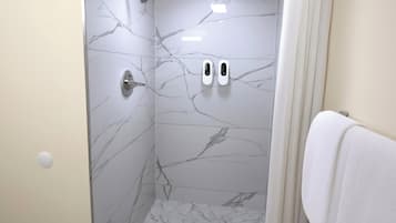 Shower, free toiletries, hair dryer (on request), towels
