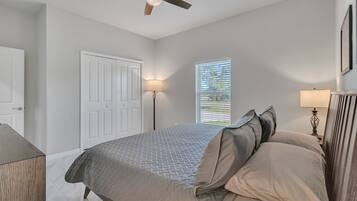 3 bedrooms, desk, laptop workspace, iron/ironing board