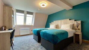 Twin Room (classic twin) | Desk, iron/ironing board - The Bath Rooms (Morecambe)
