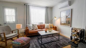 Smart TV, fireplace, DVD player, books