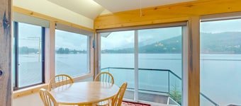 Lakefront hideaway with games, grill, smart TVs, mountain views, & AC