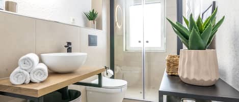 Family Apartment, 2 Bedrooms | Bathroom | Shower, hair dryer, towels, soap