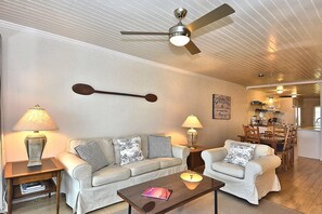 Condo, 1 King Bed (Land's End 8-403 Beach Front - Premie) | Living area | TV - Land's End 8-403 Beach Front - Premier (Treasure Island)