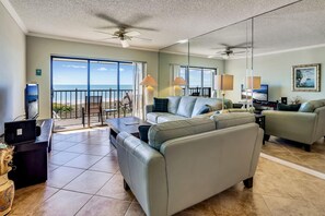 Condo, Multiple Beds (Land's End 9-404 Beach Front - Premie) | Living area - Land's End 9-404 Beach Front - Premier (Treasure Island)