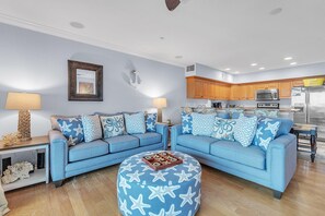 Condo, Multiple Beds (Oceanside 302) | Living area | TV - Oceanside 302 (Indian Rocks Beach)