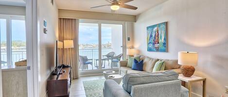 Condo, Multiple Beds (Oceana 204 East) | Living area | TV
