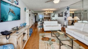 Condo, Multiple Beds (Sand Castle 2703) | Living area | TV - Sand Castle 2703 (Indian Shores)