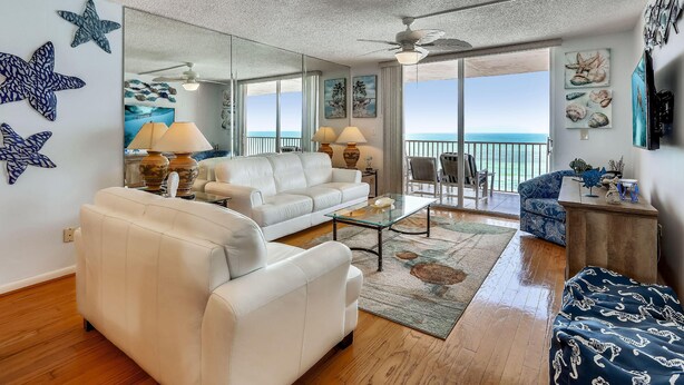 Condo, Multiple Beds (Sand Castle 2703) | Living area | TV - Sand Castle 2703 (Indian Shores)