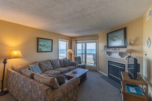 テレビ、暖炉、DVD プレーヤー、ステレオ