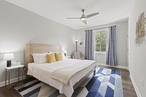 2 bedrooms, iron/ironing board, WiFi, bed sheets - Chic 2BR Apt, Steps from N Main St, Balcony View
 (Greenville)