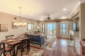 TV, fireplace - Luxury oceanfront condo with community indoor & outdoor pools, hot tub & more (Kill Devil Hills)