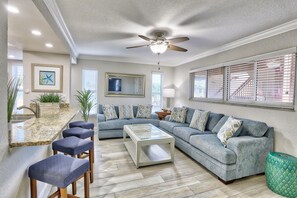 Condo, 1 King Bed with Sofa bed (Westwinds 213) | Living area | TV - Westwinds 213 (Treasure Island)