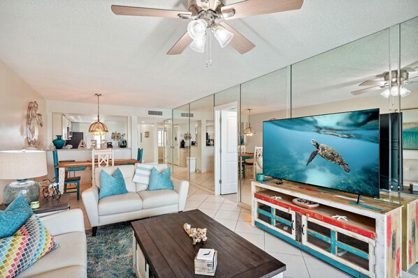 Condo, Multiple Beds (Land's End 3-405 Bay Front - Premier) | Living area | TV - Land's End 3-405 Bay Front - Premier (Treasure Island)