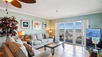 Condo, Multiple Beds (Sea Breeze 106) | Living area | TV
