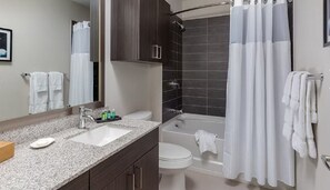 Hair dryer, towels, toilet paper